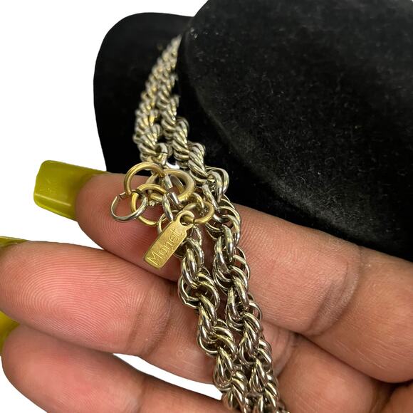 Vintage Monet Silver Tone Chunky Long Rope Chain Necklace - Picture 3 of 4